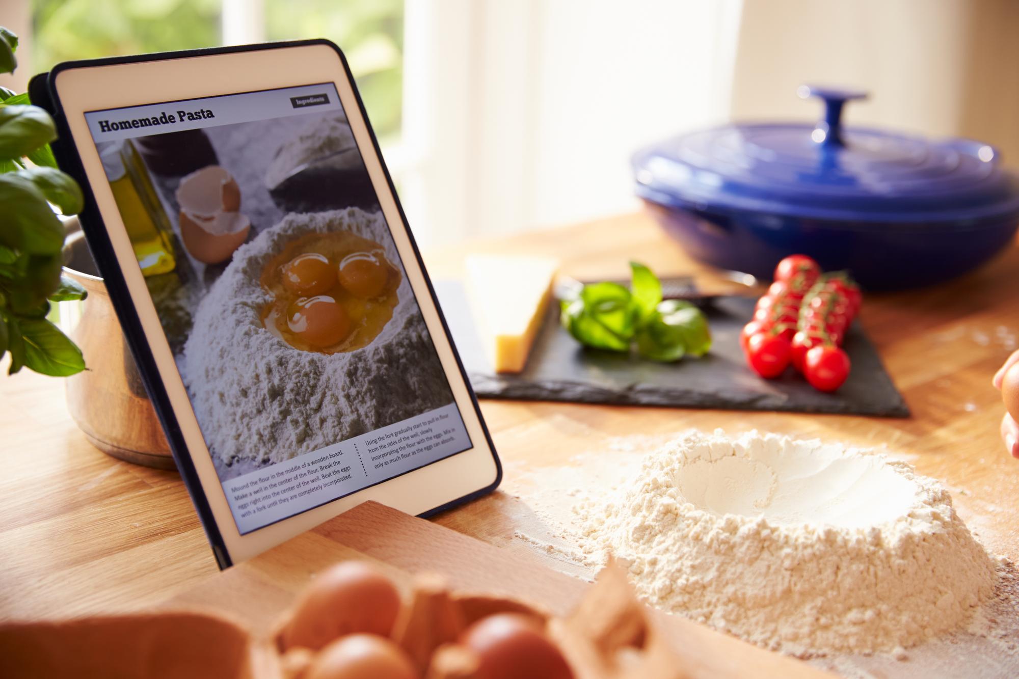 Postazione digitale con ricette